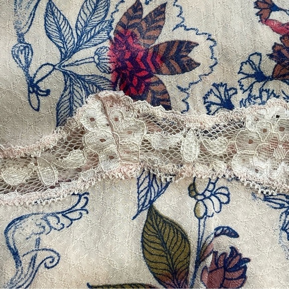 FREE PEOPLE SHE MOVES CHEMISE HIGH NECK LACE SLEEVELESS MINI FLOWER PRINT PINK M - Picture 6 of 10